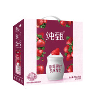 蒙牛(MENGNIU)纯甄草莓果粒风味酸奶康美笑脸包200g×10包