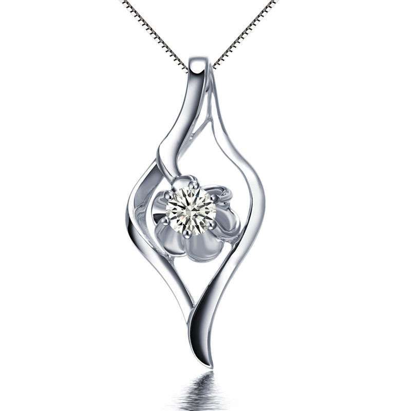 喜钻 烂漫18K白金5分圆钻石结婚吊坠 J0669 喜