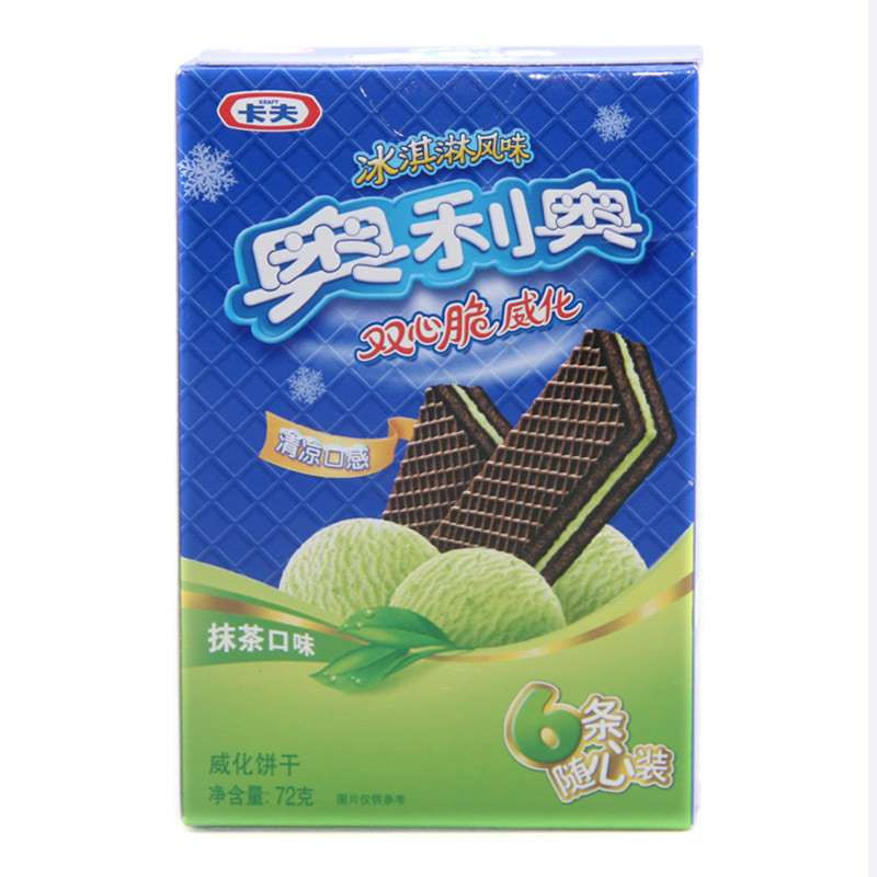 奥利奥冰淇淋风味双心脆威化饼干抹茶口味72g盒