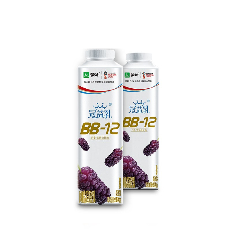 蒙牛冠冠益乳酸牛奶桑葚果粒450g