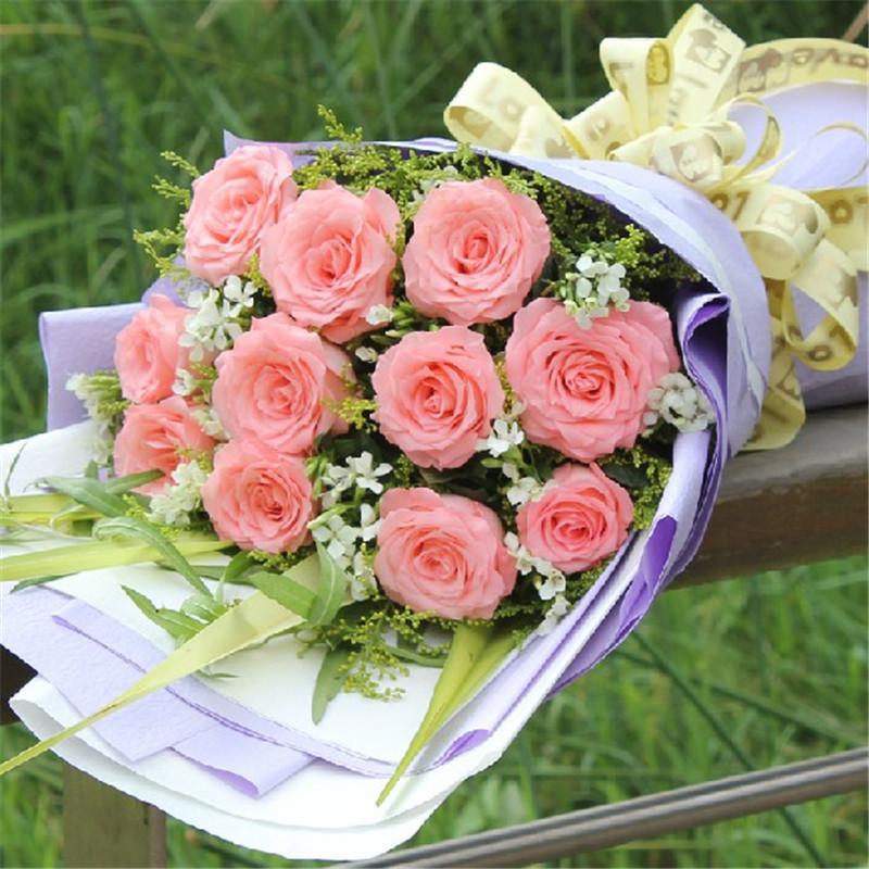 五二零鲜花速递 11朵粉玫瑰花束 全国同城鲜花配送