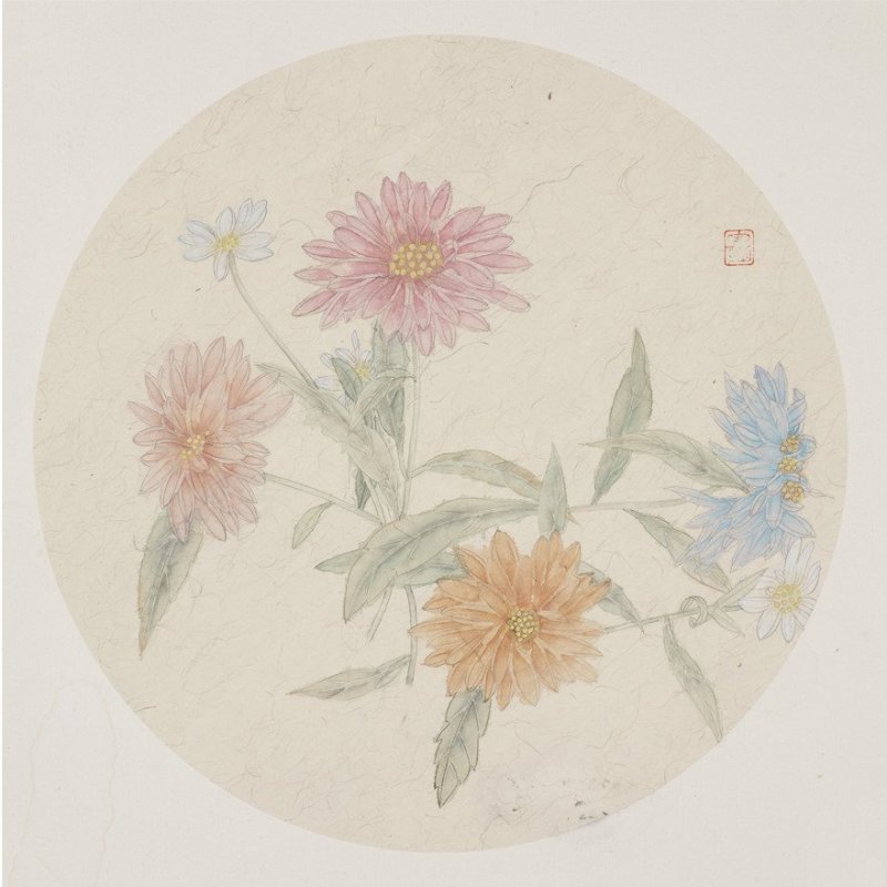 中国美术家协会会员 丁明 国画作品 《花卉》直