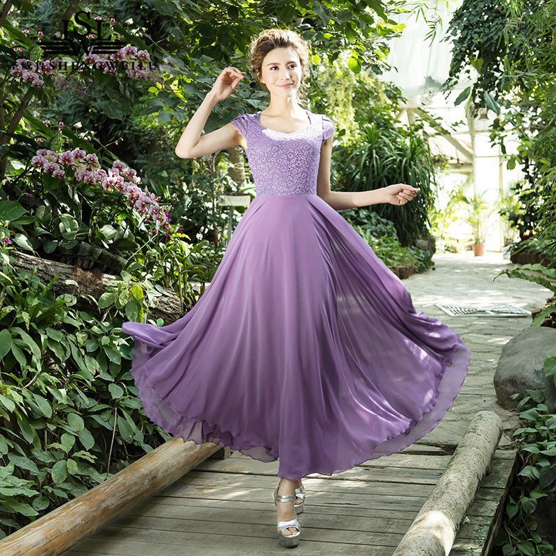 圣威鲁(shengweilu) 新款时尚长款连衣裙夏显瘦长裙女 s 紫色