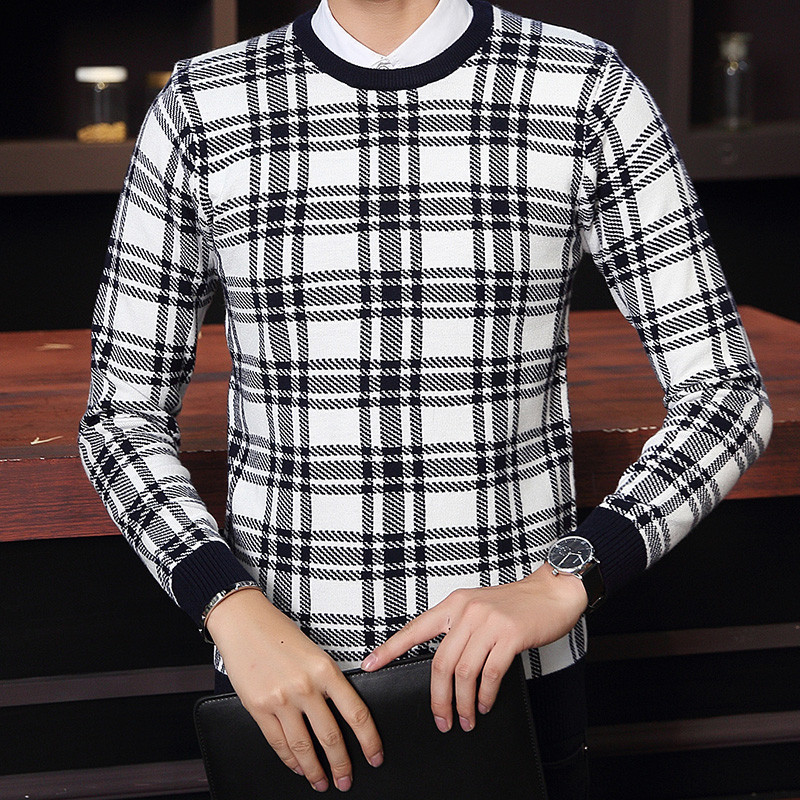 狮臣新款秋冬男毛衣韩版修身青少年套头针织衫