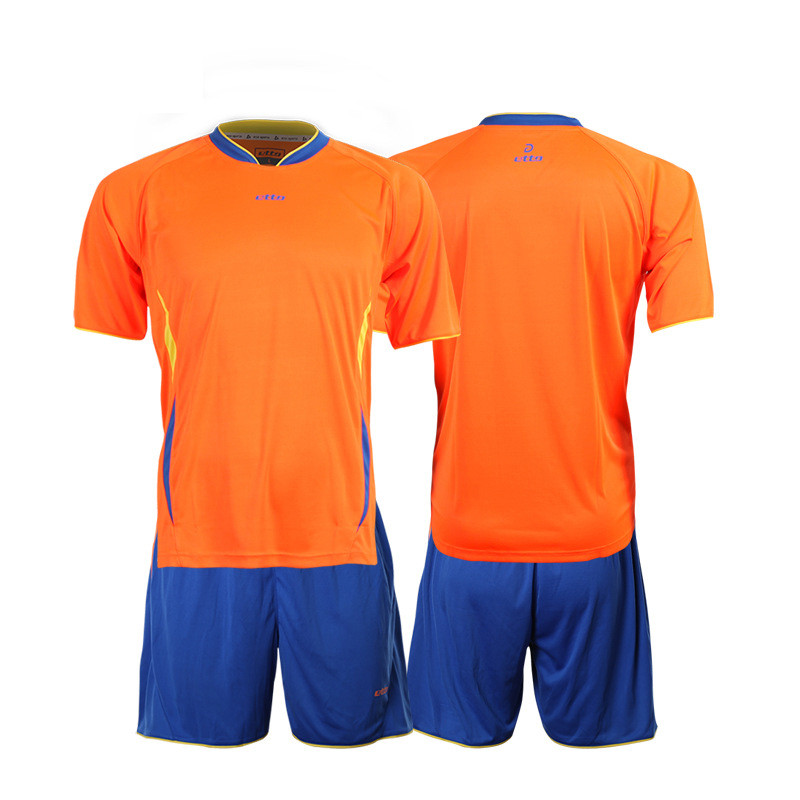 光板足球短袖比赛服套装 球衣训练队服 XL 橙色