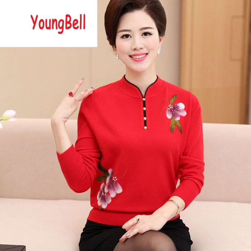 中老年毛衣女秋冬2016新款妈妈装毛衫套头打