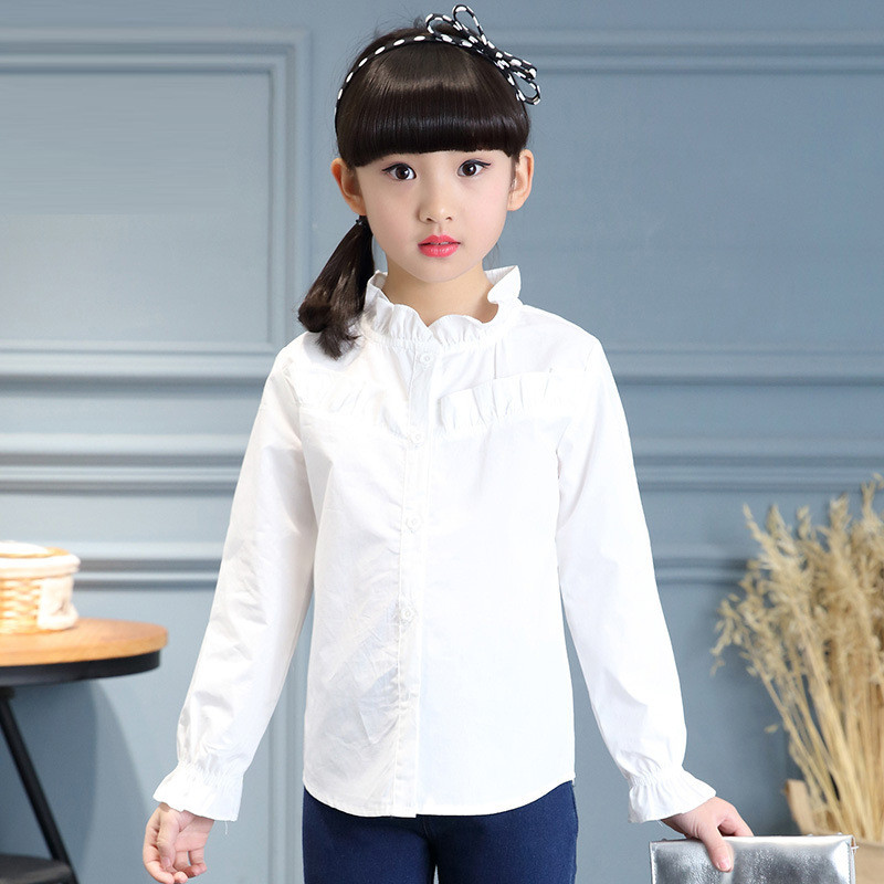 笛钰2017春装新款女童衬衫中大童装儿童纯棉