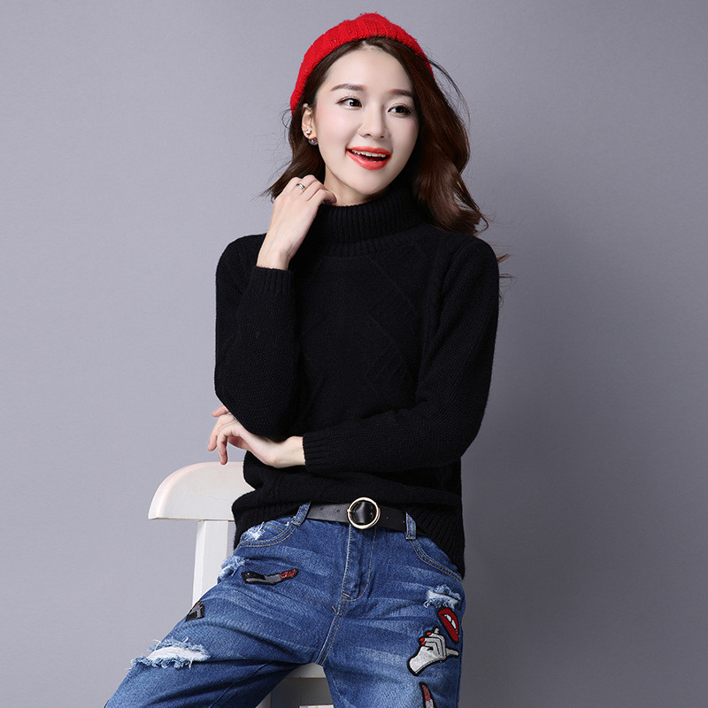 勤晴依恋 中久恒源祥女士高领羊绒毛衣2016秋