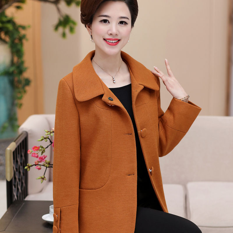 妈妈装春秋装毛呢外套短款40-50岁中老年女装春装中年