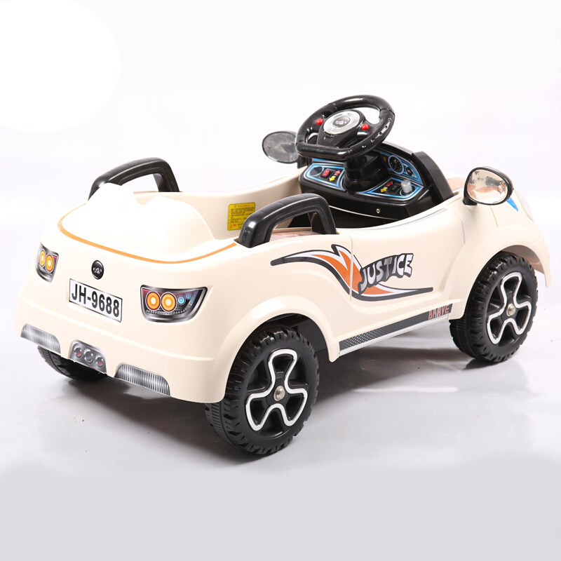儿童电动车四轮遥控可坐玩具车宝宝双驱小孩汽车_7 米色双电双驱
