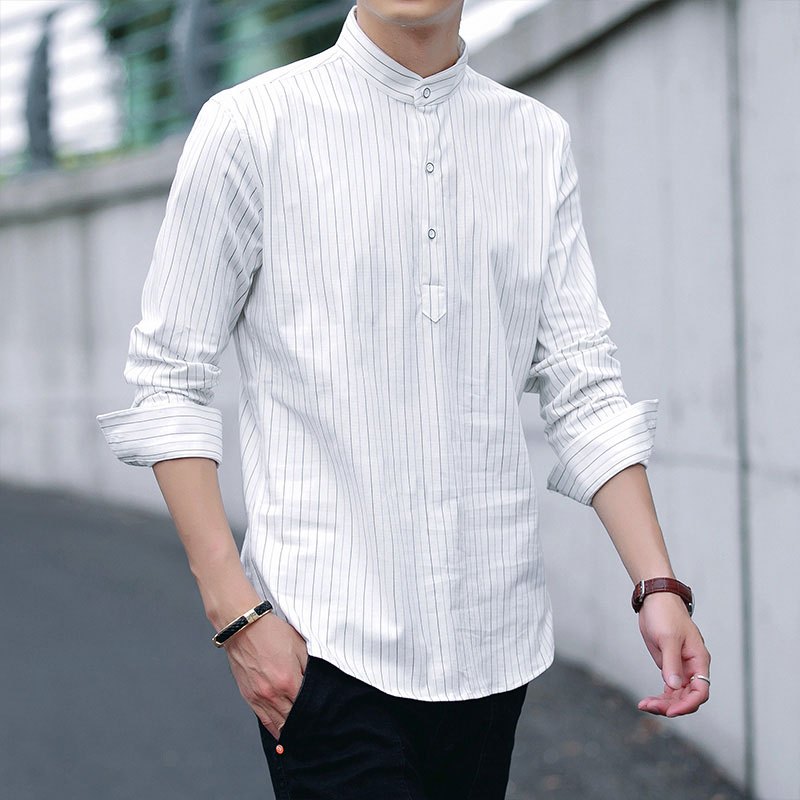 韦斯普 2017秋季新款纯棉男士长袖衬衫中国风