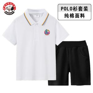 史努比(SNOOPY)儿童运动短袖短裤两件套装夏季新款男童POPL衫套装SNPLK