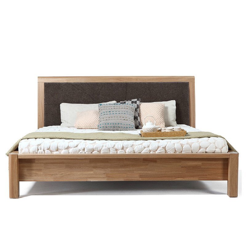 曲美家居 实木双人床 进口榆木大床 北欧简约现