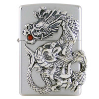 zippo红色珊瑚龙神含珠品牌打火机和JOBON中
