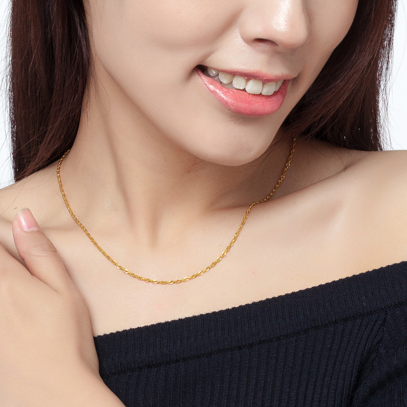 东祥黄金项链女足金项链女结婚金项链女士锁骨链黄金首饰绞丝链