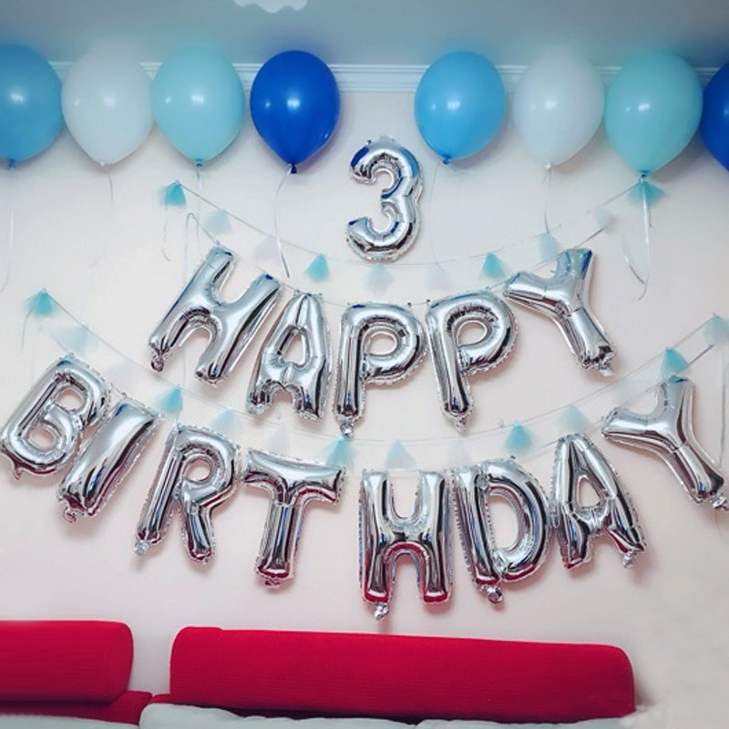 孩派 可悬挂生日快乐铝箔气球套餐 happy birthday字母派对布置装饰