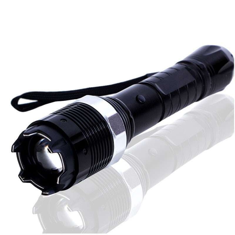 捷升 户外强光手电筒充电式防身电击棒防狼高