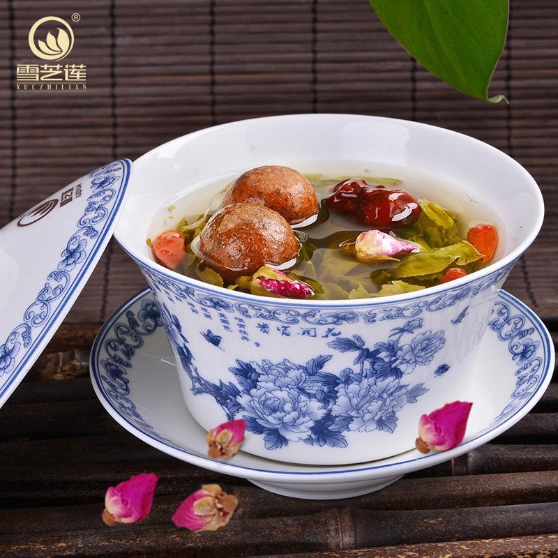 【陇原生活汇专卖店】雪芝莲玫瑰三泡台 正宗兰州风味红枣枸杞花草盖碗三炮台茶叶 -苏宁易购