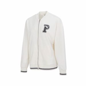 PUMA 字母品牌Logo印花拉链运动休闲夹克外套 女款 白色 678719-65