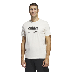 adidas Lounge 字母Logo图案印花圆领短袖T恤 男款 白色 HR3002