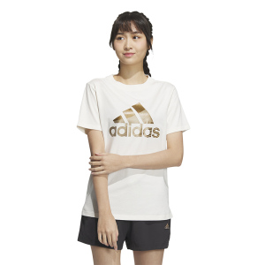 Adidas FOT GFX TEE 跑步运动服休闲圆领T恤 女款 米白色 HY2846