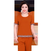 时尚休闲款中老年运动套装女款短袖圆领七分裤