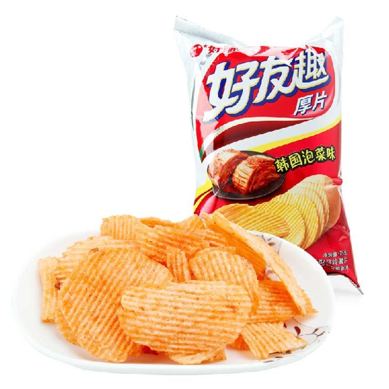 好丽友(orion)薯片 中粮我买网 好丽友好友趣韩国泡菜味(袋装 75g)