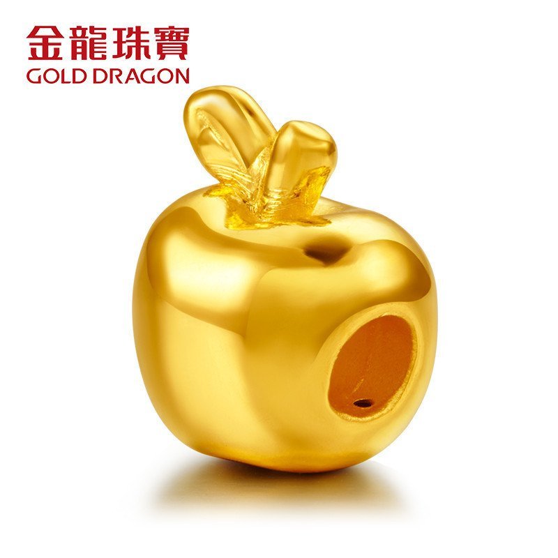 金龙珠宝黄金苹果 3D硬金 黄金小苹果转运珠 