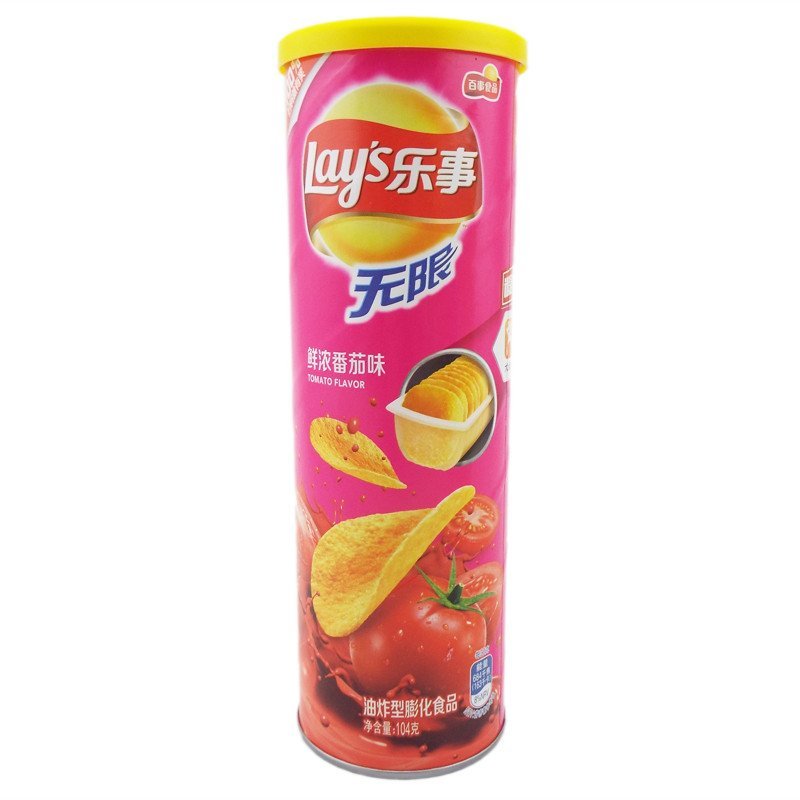 lay"s 乐事无限薯片鲜浓番茄味 104g 桶装 膨化食品 休闲零食