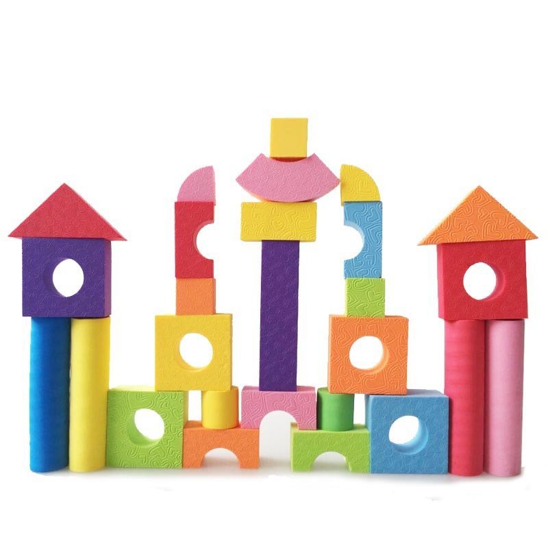 斯尔福eva多彩儿童益智启蒙玩具大块软体泡沫积木环保100块桶装积木
