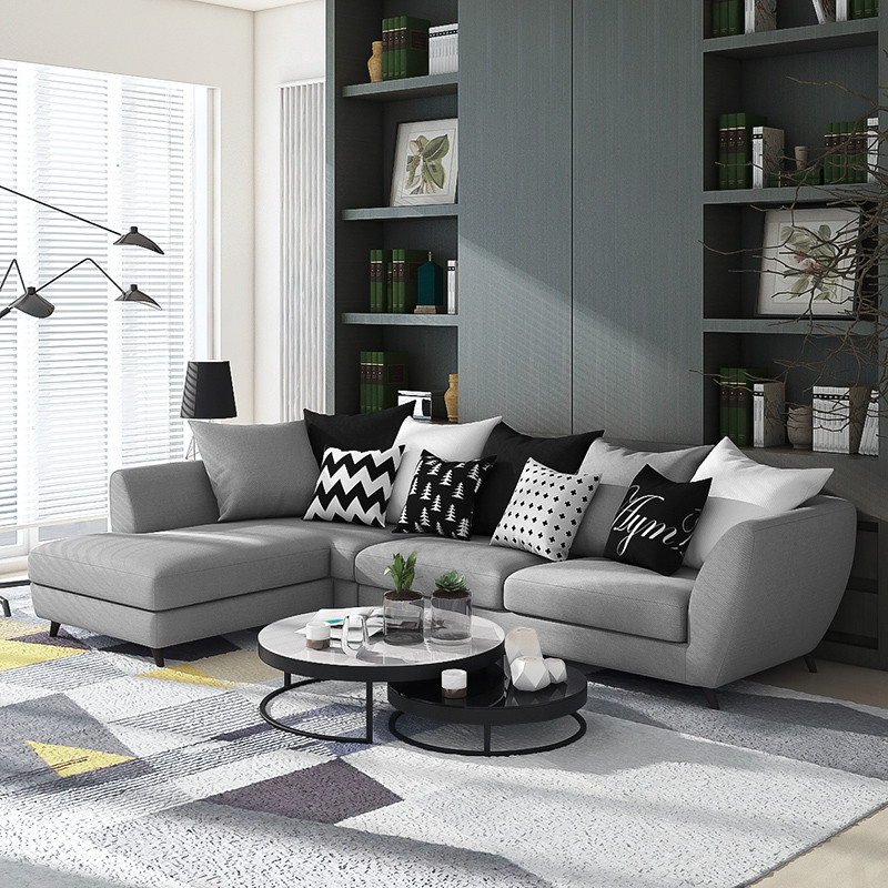 卓语 沙发 北欧风格灰色个性 小户型可拆洗可定制转角布艺沙发