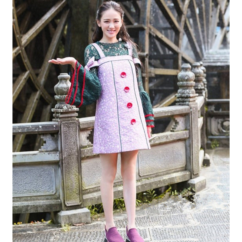 娇米诗2017春夏季女新款潮陈乔恩同款蕾丝连