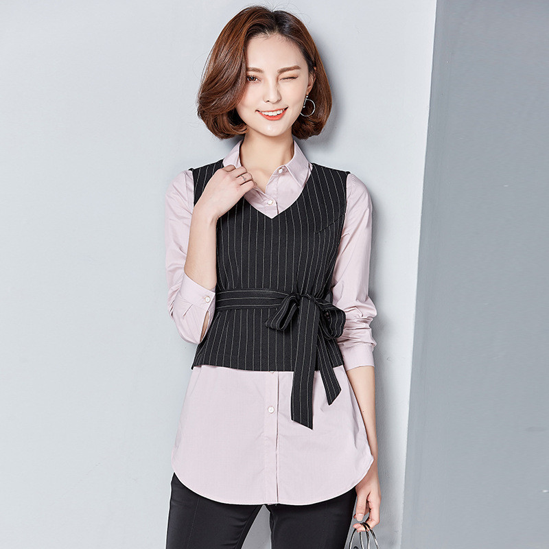 娇米诗2017春季新款女装时尚百搭白色衬衫中