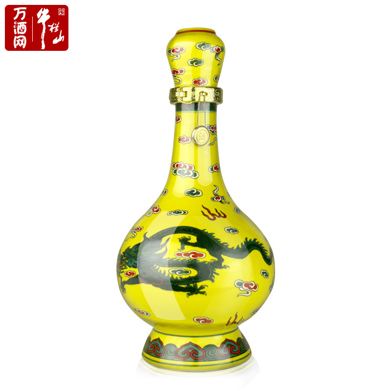 百年牛栏山二锅头黄瓷瓶经典黄龙45度清香型白酒500ml