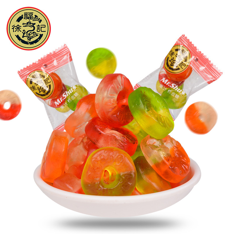 徐福记果汁橡皮糖500g 新年婚庆糖果喜糖零食水果味软糖 qq果糖1斤