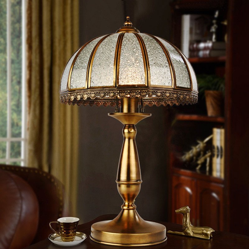 全铜台灯高端欧式铜台灯简约客厅卧室书房灯具焊锡灯饰