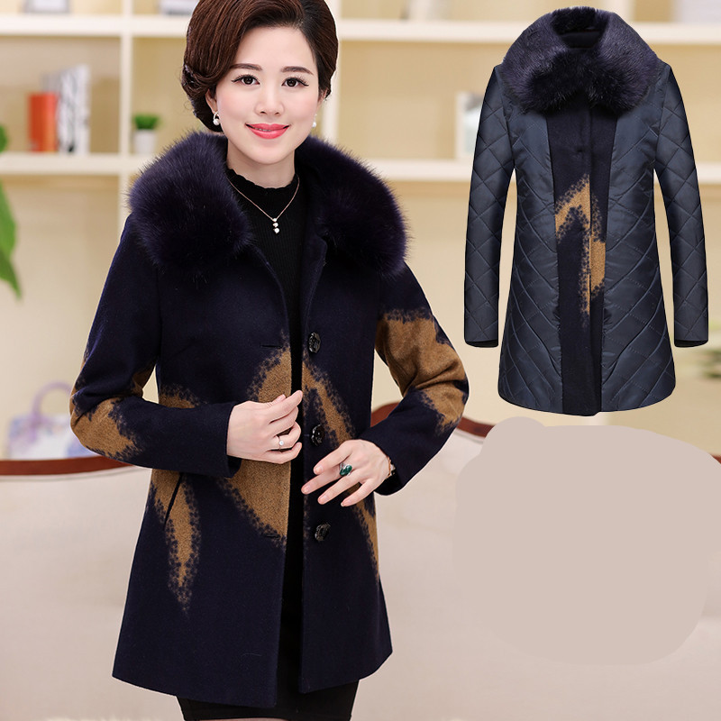 慢跑者 中老年毛呢外套女中长款中年妈妈装外