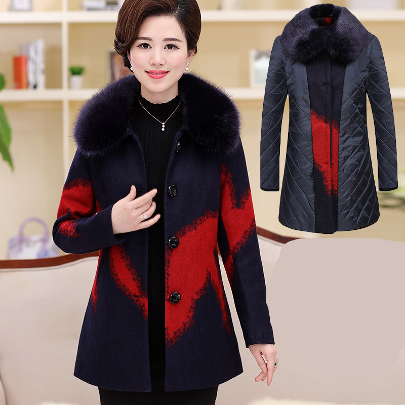 慢跑者 中老年毛呢外套女中长款中年妈妈装外