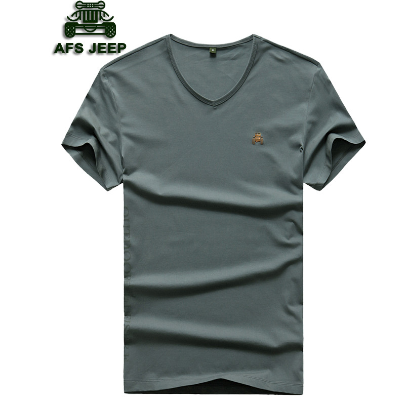 AFS JEEP鸡心领弹力短袖T恤男装夏季V领子