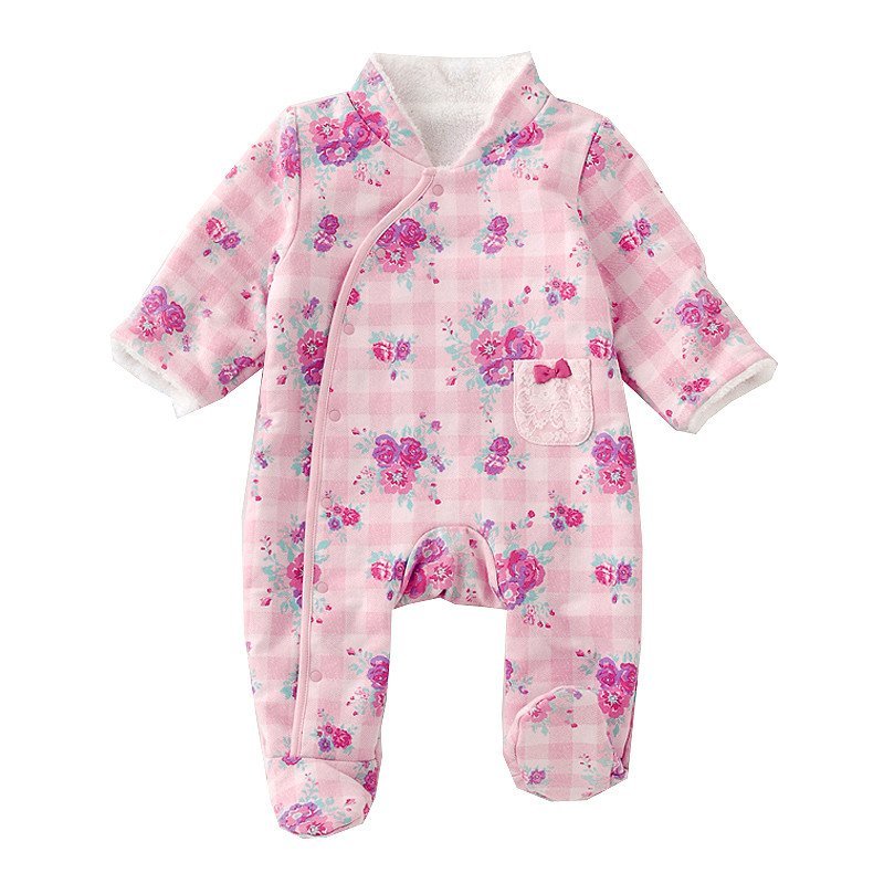miyio 6-10个月宝宝连体棉衣冬季珊瑚绒外出服