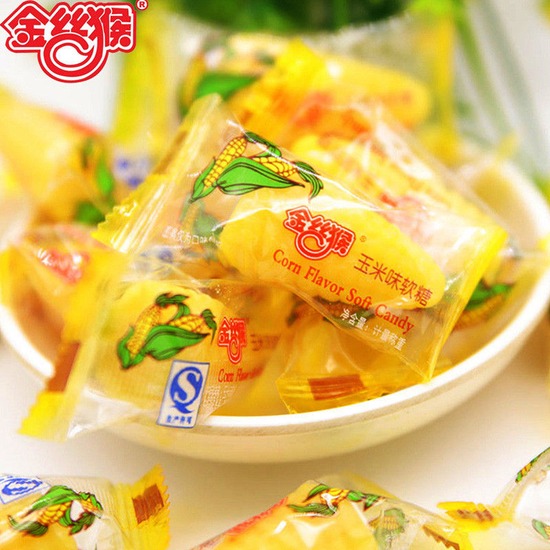 金丝猴玉米糖婚庆糖果水果味玉米软糖零食散装喜糖500g