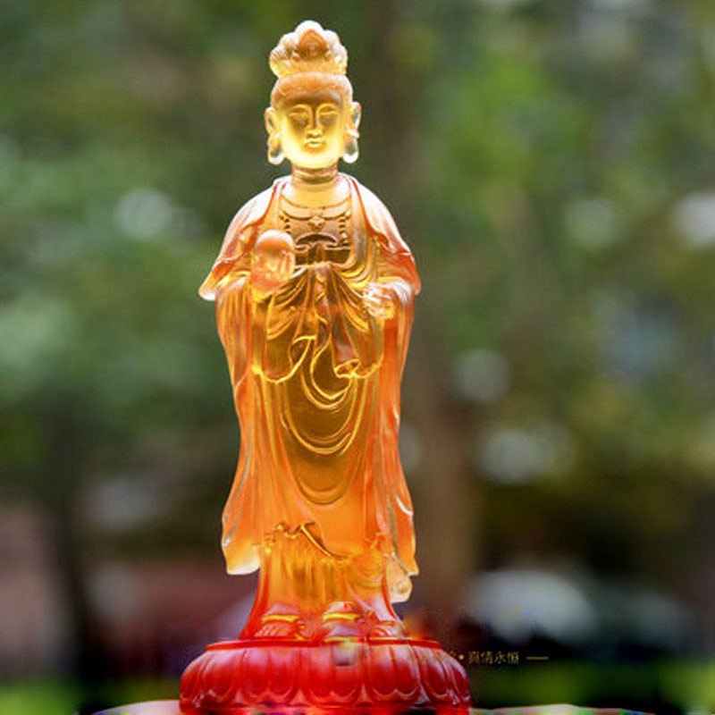 古法琉璃药师佛佛像摆件日光 菩萨月光菩萨摆件