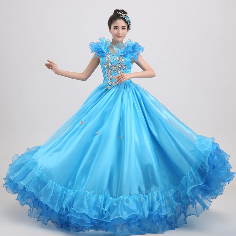 现代舞蹈演出服舞台服装大合唱开场舞大摆裙演出服成人女