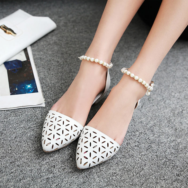 2017夏凉鞋浅口女鞋串珠平底镂空韩版包头平