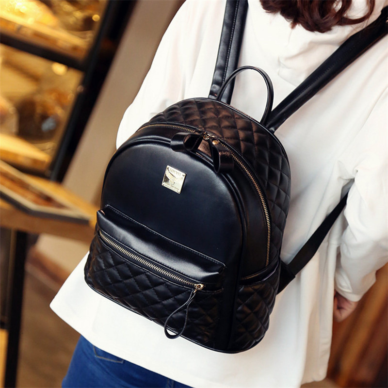 包包2017新款迷你双肩包女韩版潮pu菱格绣线