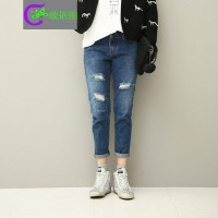 破洞牛仔裤女肥mm九分价格_破洞牛仔裤女肥