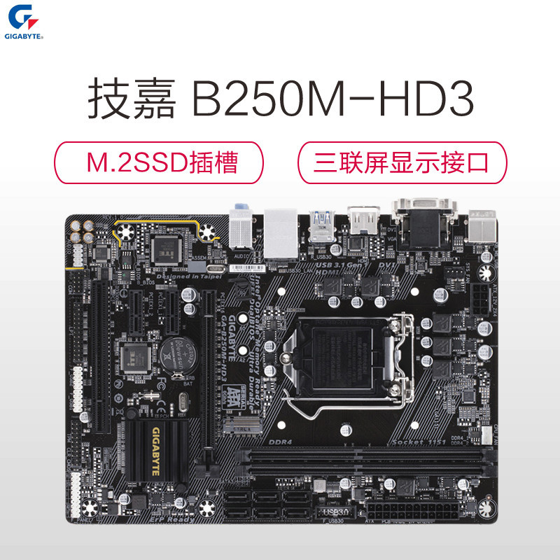 技嘉(gigabyte) 200系列 b250m-hd3 主板 ddr4 32gb内存