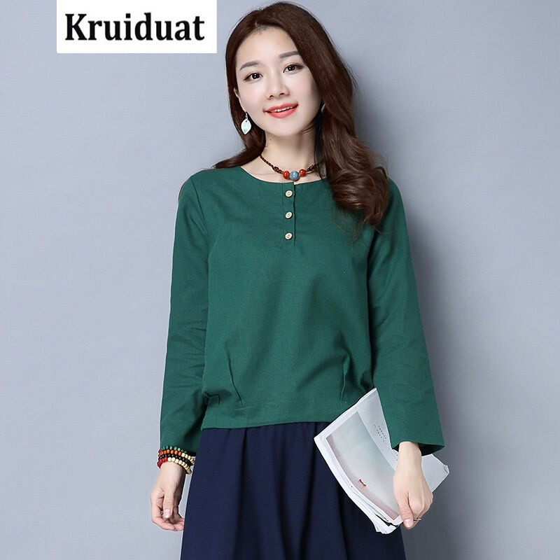 Kruidvat2017春季时尚短款女式衬衫韩版圆领宽