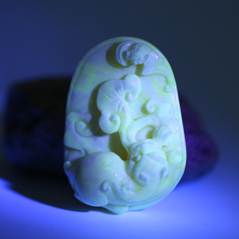匠意空间 波罗的海 蜜蜡 白花蜡 福禄寿 吊坠 50x37x19mm 手工雕刻