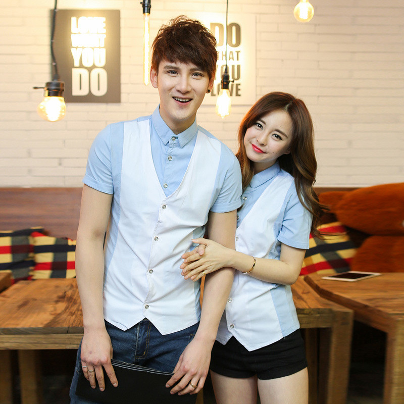 短袖韩版清新餐饮店咖啡厅甜品店网咖服务员衬